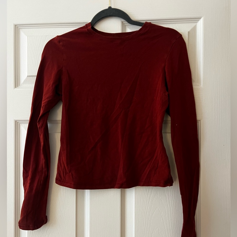 Skims cotton burgundy long sleeve tee - size M